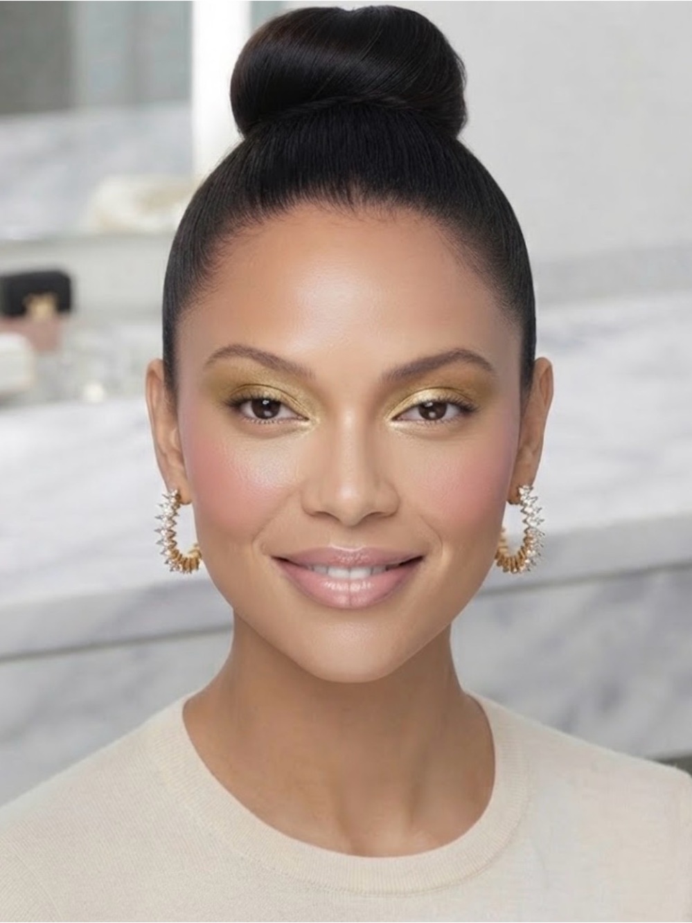 Crystal Marquise Gold Hoop Earrings